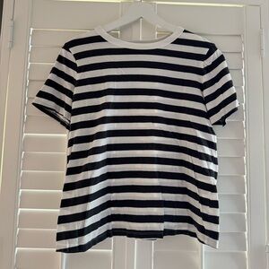 Old Navy Black and White Striped Short Sleeve Tee